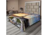 Abakuhaus Lenzuolo Torre Eiffel, Alba A Parigi Con La Torre Eiffel Stampa Festiva, Morbido E Confortevole Lenzuolo Superiore Per Un Letto Decorativo 1 Pezzo 260 Cm X 228 Cm, Blu Giallo Cocco