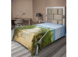 Abakuhaus Lenzuolo Da Letto, Passeggiata Sulle Dune Della Spiaggia Pinery Provincial Park Ontario Canada, Morbido E Confortevole Lenzuolo Superiore Per Un Letto Decorativo 1 Pezzo 190 Cm X 100 Cm, Acquamarina Sabbia Marrone Verde