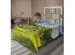 Abakuhaus Lenzuolo Toscana, Toscana Italia Luce Del Sole Fattoria Plantagioni Fattoria Stampa Verde, Lenzuolo Morbido E Confortevole Per Un Letto Decorativo 1 Pezzo 260 Cm X 168 Cm, Blu Cielo Verde Mela
