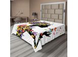 Abakuhaus Lenzuolo Con Farfalle, Moda Bambina Fiori Con Farfalle Decorativi Foglie Fiorite Stampa Natura Bosco, Lenzuolo Superiore Morbido E Confortevole Per Un Letto Decorativo 1 Pezzo 260 Cm X 228 Cm, Multicolore