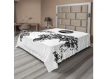Abakuhaus Lenzuolo Fernweh, Elementi Moderni Tentacoli Polipo Animale Monocromatico Motivo Dettagliato, Lenzuolo Superiore Morbido E Confortevole Per Un Letto Decorativo 1 Pezzo 260 Cm X 228 Cm, Bianco Nero