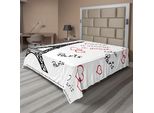 Abakuhaus Lenzuolo Torre Eiffel, Torre Eiffel "Parigi è Sempre Una Buona Idea"" Luoghi Turistici Dolce Amore, Morbido E Confortevole Lenzuolo Superiore Per Un Letto Decorativo 1 Pezzo 260 Cm X 228 Cm, Rosso Nero Bianco"