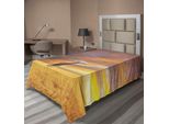 Abakuhaus Lenzuolo Safari, Giraffa Nella Savana Cielo Nuvoloso Colorato All'alba Immagine Autunnale Di Prateria, Morbido E Confortevole Lenzuolo Superiore Per Un Letto Decorativo 1 Pezzo 260 Cm X 168 Cm, Giallo E Pesca