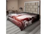 Abakuhaus Lenzuolo Torre Eiffel, Uomo Su Bicicletta Retrò Accanto Alla Torre Eiffel Parigi Francia Dramatic Sun, Morbido E Confortevole Lenzuolo Superiore Per Un Letto Decorativo 1 Pezzo 275 Cm X 260 Cm, Nero Grigio Rosa