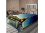 Abakuhaus Lenzuolo Torre Eiffel, Senna A Parigi Con Torre Eiffel, Foglie Autunnali, Stampa Paesaggio Fluviale, Lenzuolo Morbido E Confortevole Per Un Letto Decorativo, 1 Pezzo, 260 Cm X 168 Cm, Terra, Giallo, Verde, Blu