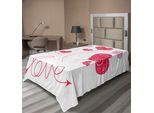 Abakuhaus Lenzuolo, Forma A Cuore, Tema Retrò, Stampa Allegra, Lenzuolo Morbido E Confortevole Per Un Letto Decorativo, 1 Pezzo, 260 Cm X 168 Cm, Magenta, Rosa, Bianco