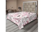 Abakuhaus Lenzuolo Torre Eiffel, Viaggi A Parigi Tema Luna Di Miele Fiori Romanticismo Mongolfiera Bicicletta Scarpa, Lenzuolo Morbido E Confortevole Per Un Letto Decorativo 1 Pezzo 275 Cm X 260 Cm, Bianco Rosa