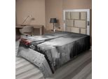 Abakuhaus Lenzuolo Torre Eiffel, Immagine Artistica Della Torre Eiffel Parigi Francia Stampa Vintage Strade, Morbido E Confortevole Lenzuolo Superiore Per Un Letto Decorativo 1 Pezzo 260 Cm X 168 Cm, Nero Grigio Rosso