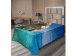 Abakuhaus Grecia Lenzuolo, Sea Cave Sull'isola Di Zante Grecia Vacanze Rilassanti Paesaggio Marino Costa Immagine, Morbido E Confortevole Lenzuolo Superiore Per Un Letto Decorativo 1 Pezzo 260 Cm X 168 Cm, Tan Azzurro Pallido