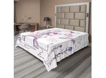 Abakuhaus Lenzuolo Torre Eiffel, Autunno Romantico Parigi Storico San Valentino Ombrelli Doodle, Morbido E Confortevole Lenzuolo Superiore Per Un Letto Decorativo 1 Pezzo 244 Cm X 205 Cm, Viola Rosso Azzurro