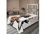 Abakuhaus Lenzuolo Con Farfalle, Moda Bambina Fiori Con Farfalle Decorativi Foglie Fiorite Stampa Natura Bosco, Lenzuolo Superiore Morbido E Confortevole Per Un Letto Decorativo 1 Pezzo 260 Cm X 168 Cm, Multicolore