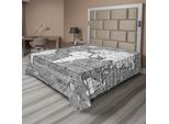 Abakuhaus Lenzuolo Fernweh, Mappa Del Mondo Muro In Mattoni Continenti Geografia Avventura Viaggio Motivo, Lenzuolo Morbido E Confortevole Per Un Letto Decorativo 1 Pezzo 275 Cm X 260 Cm, Grigio Chiaro Bianco