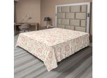 Abakuhaus Lenzuolo Con Fiori, Illustrazione Vintage Con Fiori Pastello E Foglie, Lenzuolo Morbido E Confortevole Per Un Letto Decorativo, 1 Pezzo, 266 Cm X 260 Cm, Verde Chiaro, Bianco, Rosa Cipria
