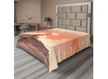 Abakuhaus Lenzuolo Da Letto Con Paesaggio, Albero Solitario In Cima A Una Scogliera Rocciosa Sopra Un'immagine Magica Stampata, Lenzuolo Morbido E Confortevole Per Un Letto Decorativo 1 Pezzo 275 Cm X 260 Cm, Arancione Marrone
