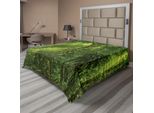 Abakuhaus Lenzuolo Rainforest, Sun Splendente Nella Foresta Tropicale Avventura Escursionismo Ambiente Remoto Dense Verde, Morbido E Confortevole Lenzuolo Superiore Per Un Letto Decorativo 1 Pezzo 244 Cm X 205 Cm, Verde