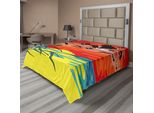 Abakuhaus Lenzuolo Flamingo, Fenicotteri Che Volano Nell'aria Con Illustrazione Paesaggistica Dell'orizzonte Savana, Lenzuolo Morbido E Confortevole Per Un Letto Decorativo, 1 Pezzo, 275 Cm X 260 Cm, Multicolore