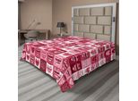 Abakuhaus Lenzuola, Cuori Per San Valentino Motivo Geometrico Artistico A Quadrati Verificato Lenzuolo Morbido E Confortevole Per Un Letto Decorativo 1 Pezzo 275 Cm X 260 Cm, Rosa Secca Bianca