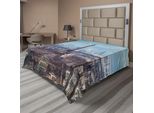 Abakuhaus Lenzuolo Torre Eiffel, Vista Dall'alto Della Torre Eiffel, Viali, Parco Cittadino, Grattacieli, Stampa, Morbido E Confortevole Lenzuolo Superiore Per Un Letto Decorativo, 1 Pezzo, 275 Cm X 260 Cm, Azzurro E Marrone.