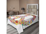Abakuhaus Fantastico Lenzuolo, Simbolo Di Pace Floreale, Estate, Primavera, Fioritura, Amore, Felicità, Tema Illustrazioni Stampate, Lenzuolo Morbido E Confortevole Per Un Letto Decorativo, 1 Pezzo, 260 Cm X 168 Cm, Multicolore