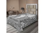 Abakuhaus Lenzuolo Fernweh, Mappa Del Mondo Muro In Mattoni Continenti Geografia Avventura Viaggio Motivo, Lenzuolo Morbido E Confortevole Per Un Letto Decorativo 1 Pezzo 260 Cm X 168 Cm, Grigio Chiaro Bianco