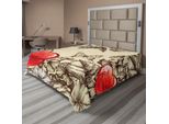 Abakuhaus Lenzuolo, Motivo San Valentino Con Fiori E Farfalle, Stampa Vintage A Tema Amore, Lenzuolo Morbido E Confortevole Per Un Letto Decorativo, 1 Pezzo, 260 Cm X 228 Cm, Beige, Marrone, Rosso