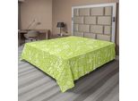 Abakuhaus Lenzuolo, Motivo Con Foglie Primaverili, Cespugli Verdi, Ecologia, Giardino, Crescita, Stampa, Morbido E Confortevole Lenzuolo Superiore Per Un Letto Decorativo, 1 Pezzo, 244 Cm X 205 Cm, Verde Mela, Bianco