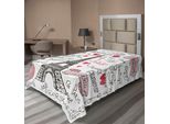 Abakuhaus Lenzuolo Torre Eiffel, Simboli Di Parigi, Bandiere A Forma Di Cuore, Stampa Digitale Decorativa, Lenzuolo Morbido E Confortevole Per Un Letto Decorativo, 1 Pezzo, 190 Cm X 100 Cm, Bianco, Nero E Rosa.