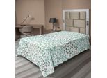 Abakuhaus Lenzuolo, Motivo Con Foglie, Silhouette, Tema Naturale, Fogliame, Foresta, Lenzuolo Morbido E Confortevole Per Un Letto Decorativo, 1 Pezzo, 190 Cm X 100 Cm, Verde Salvia Turchese