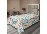 Abakuhaus Lenzuolo Con Ancore, Forma Ad Ancora Con Linee Tropicali, Nave Da Crociera, Traffico, Motivo Ripetuto, Lenzuolo Morbido E Confortevole Per Un Letto Decorativo, 1 Pezzo, 260 Cm X 168 Cm, Multicolore Beige