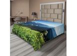 Abakuhaus Lenzuolo Naturale, Diablo Lake Washington Mountains Dandelion Thistle Flowers Wilderness Image, Morbido E Confortevole Lenzuolo Superiore Per Un Letto Decorativo 1 Pezzo 275 Cm X 260 Cm, Verde Azzurro Cielo