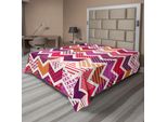 Abakuhaus Lenzuolo Angolare, Motivi Colorati A Freccia, Linee A Zig Zag, Motivo Geometrico Ispirato Al Patchwork, Cubi, Lenzuolo Morbido E Confortevole Per Un Letto Decorativo, 1 Pezzo, 266 Cm X 260 Cm, Multicolore