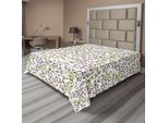 Abakuhaus Lenzuolo Con Fiori, Motivo Floreale Ripetuto Bacche Selvatiche Foglie Frutti Illustrazione Botanica, Lenzuolo Morbido E Confortevole Per Un Letto Decorativo 1 Pezzo 275 Cm X 260 Cm, Verde Bianco Viola