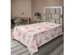 Abakuhaus Lenzuolo Da Letto Princess, Motivo Con Fate Volanti Sulla Luna Che Cavalcano Un Cigno Magico, Lenzuolo Morbido E Confortevole Per Un Letto Decorativo 1 Pezzo 260 Cm X 168 Cm, Rosa Terra Giallo Rosa