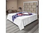 Abakuhaus Lenzuolo Sportivo, Bandiera A Stelle E Strisce Fuochi D'artificio Patriottici Baseball Festa Bandiere Grafica, Lenzuolo Morbido E Confortevole Per Un Letto Decorativo 1 Pezzo 260 Cm X 228 Cm, Bianco Viola Rosso