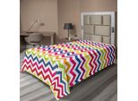 Abakuhaus Lenzuolo Angolare, Motivo A Zig Zag Arcobaleno Colorato Divertimento Festoso Design Artistico, Lenzuolo Superiore Morbido E Confortevole Per Un Letto Decorativo 1 Pezzo 190 Cm X 100 Cm, Multicolore