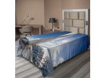 Abakuhaus Lenzuolo Con Barca A Vela, Barca A Vela In Mare, Tema Marittimo Con Riflessi Solari Luminosi, Lenzuolo Morbido E Confortevole Per Un Letto Decorativo, 1 Pezzo, 190 Cm X 100 Cm, Blu E Bianco.