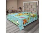 Abakuhaus Lenzuolo Fernweh, Cartoni Animati Per Bambini Animali Del Mondo Fauna Esotica Con Oceano E Flora, Lenzuolo Superiore Morbido E Confortevole Per Un Letto Decorativo 1 Pezzo 260 Cm X 228 Cm, Azzurro Giallo Verde