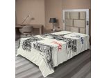 Abakuhaus Lenzuolo Torre Eiffel, Parigi Silhouette Classica Illustrazione Paesaggistica, Morbido E Confortevole Lenzuolo Superiore Per Un Letto Decorativo 1 Pezzo 190 Cm X 100 Cm, Nero Crema
