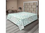 Abakuhaus Lenzuolo, Motivo Con Foglie, Silhouette, Tema Naturale, Fogliame, Foresta, Lenzuolo Morbido E Confortevole Per Un Letto Decorativo, 1 Pezzo, 275 Cm X 260 Cm, Verde Salvia Turchese