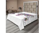 Abakuhaus Lenzuolo Fernweh, Mappa Del Mondo Colorata Con Fiori Che Sbocciano, Arte Floreale Educativa, Lenzuolo Superiore Morbido E Confortevole Per Un Letto Decorativo, 1 Pezzo, 244 Cm X 205 Cm, Verde Lime E Fucsia.
