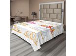 Abakuhaus Lenzuolo Da Letto Femminile, Tiara Dorata Con Vivace Stampa Digitale Di Figure Di Pietre Preziose, Lenzuolo Morbido E Confortevole Per Un Letto Decorativo 1 Pezzo 266 Cm X 260 Cm, Giallo Rosa Rosso