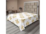 Abakuhaus Fleur De Lis Lenzuolo, Stampa Artistica In Stile Vintage Con Gigli Europei, Dignitosa E Maestosa, Morbido E Confortevole Lenzuolo Superiore Per Un Letto Decorativo 1 Pezzo 244 Cm X 205 Cm, Giallo Bianco