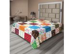 Lenzuolo Retrò Abakuhaus, Grande Patchwork Con Motivi Tradizionali Classici, Vintage E Festivi, Morbido E Confortevole Lenzuolo Superiore Per Un Letto Decorativo 1 Pezzo 266 Cm X 260 Cm, Multicolore