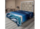 Abakuhaus Lenzuolo Con Barca A Vela, Paesaggio Notturno Con Barca A Vela E Cielo Tempestoso, Illustrazione Cartoon, Lenzuolo Morbido E Confortevole Per Un Letto Decorativo, 1 Pezzo, 275 Cm X 260 Cm, Blu Petrolio Verde Acqua