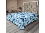Abakuhaus Lenzuolo Con Animali Marini, Seal Pup Cartoon Aquatic Wilderness Abbraccio Bolle D'acqua Bambini, Lenzuolo Morbido E Confortevole Per Un Letto Decorativo 1 Pezzo 260 Cm X 228 Cm, Blu Bianco Calendula