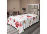 Abakuhaus Lenzuolo Con Fiori, Motivo Vintage Con Papaveri E Farfalle, Stampa Artistica A Tema Romantico, Lenzuolo Morbido E Confortevole Per Un Letto Decorativo, 1 Pezzo, 260 Cm X 168 Cm, Cocco E Rosso