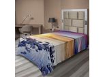 Abakuhaus Lenzuolo Paesaggio, Magica Estate Nel Fiume Con Aurora Boreale Nel Cielo, Universo Oscillante, Lenzuolo Morbido E Confortevole Per Un Letto Decorativo, 1 Pezzo, 260 Cm X 168 Cm, Multicolore