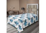 Abakuhaus Lenzuolo Con Motivi Marini, Feroce Predatore Squalo Selvaggio Nuoto Denti Affilati Morso Tema Marino, Lenzuolo Morbido E Confortevole Per Un Letto Decorativo 1 Pezzo 260 Cm X 168 Cm, Blu Bianco