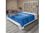 Abakuhaus Lenzuolo Con Faro, Vista Dalla Finestra Del Faro Di Cabo Foto Montagna Immagine Del Mediterraneo Stampa Artistica, Lenzuolo Morbido E Confortevole Per Un Letto Decorativo 1 Pezzo 260 Cm X 228 Cm, Blu Bianco