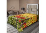 Abakuhaus Lenzuolo Con Fiori, Un Campo Colorato Con Papaveri Gialli Che Fioriscono Su Un Terreno Agricolo Lavanda, Collina, Paesaggio, Lenzuolo Morbido E Confortevole Per Un Letto Decorativo, 1 Pezzo, 190 Cm X 100 Cm, Giallo, Rosso, Verde